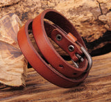 G522 Brown Leather Bracelet Cuff Men's