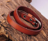 G522 Brown Leather Bracelet Cuff Men's