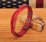G548 Red Cow Leather Plaite Braided Bracelet Men's