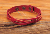 G548 Red Cow Leather Plaite Braided Bracelet Men's