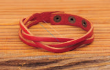 G548 Red Cow Leather Plaite Braided Bracelet Men's