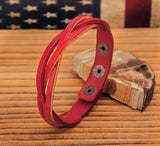 G548 Red Cow Leather Plaite Braided Bracelet Men's