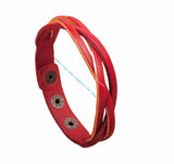 G548 Red Cow Leather Plaite Braided Bracelet Men's