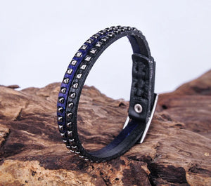 Rock Studded Leather Bracelet Wristband