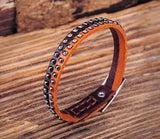 G553 Brown Rock Studded Single Wrap Leather Bracelet Wristband