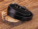 Surfer Rocker Classic Double Wrap Leather Bracelet Cuff