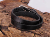 Surfer Rocker Classic Double Wrap Leather Bracelet Cuff