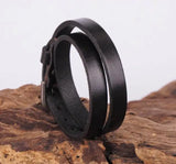 Surfer Rocker Classic Double Wrap Leather Bracelet Cuff