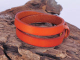 Light Brown Biker Double Wrap Leather Buckle Bracelet