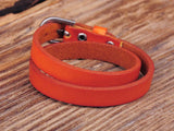 Light Brown Biker Double Wrap Leather Buckle Bracelet