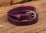 G557 Purple Biker Leather Bracelet Cuff