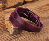 G557 Purple Biker Leather Bracelet Cuff