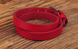 Red Biker Rock Double Wrap Leather Cuff Bracelet