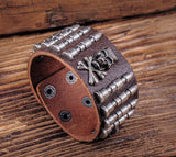 Brown Rock Army Bullet Studded Leather Bracelet Wristband