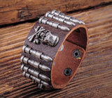 Brown Rock Army Bullet Studded Leather Bracelet Wristband