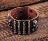 Brown Rock Army Bullet Studded Leather Bracelet Wristband