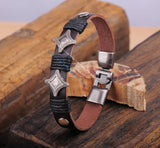 Brown Studded Friendship Leather Bracelet Bangle
