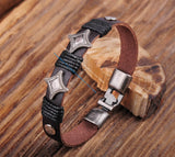 Brown Studded Friendship Leather Bracelet Bangle