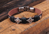 Brown Studded Friendship Leather Bracelet Bangle