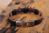 Brown Studded Friendship Leather Bracelet Bangle