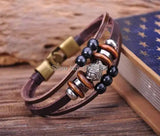 G70 Bronze Surfer Hemp Leather Wood Beads Wristband Bracelet Cuff Fish