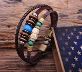 G72 Hemp Leather Bracelet with Wood Beads