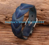 Leaf Texture Leather Wristband Cuff Bracelet Mens