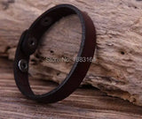 Dark Brown Leather Wristband Cuff Bracelet 1.1cm Width