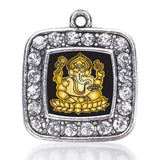 Ganesh Square Circle Charm Antique Silver Plated Jewelry