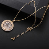 Round Pendant Silver Necklace Cubic Zirconia Pearls GLD1401
