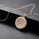 Round Pendant Silver Necklace Cubic Zirconia Pearls GLD1401
