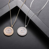 Round Pendant Silver Necklace Cubic Zirconia Pearls GLD1401