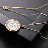 Round Pendant Silver Necklace Cubic Zirconia Pearls GLD1401