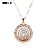 Round Pendant Silver Necklace Cubic Zirconia Pearls GLD1401