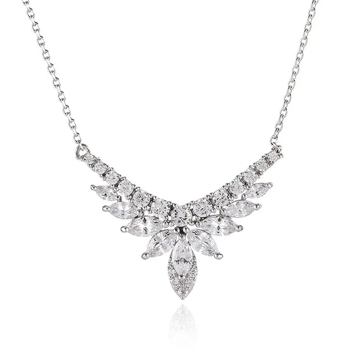 GLD1441 CZ Flower Pendant Necklace Wedding Jewelry for Women
