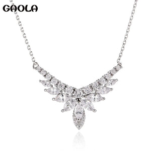 GLD1441 CZ Flower Pendant Necklace Wedding Jewelry for Women