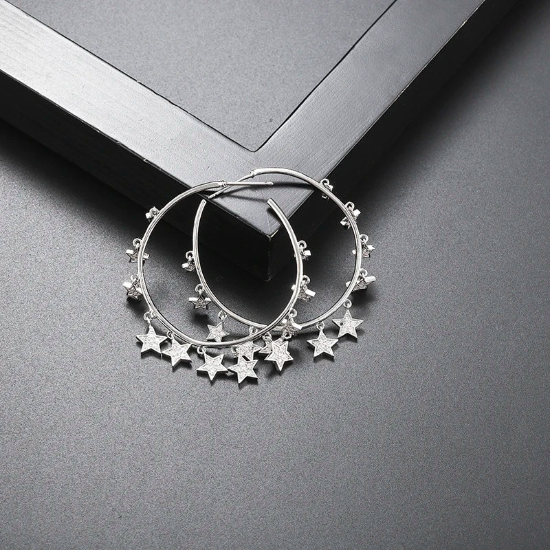 GAOLA Geometric Star Earrings Metal Texture Tassel Earring E9516