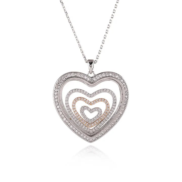 Vintage Heart Necklaces Love Pendants Silver CZ Jewelry GLD1397