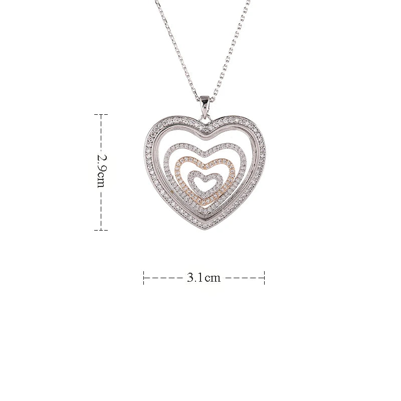 Vintage Heart Necklaces Love Pendants Silver CZ Jewelry GLD1397