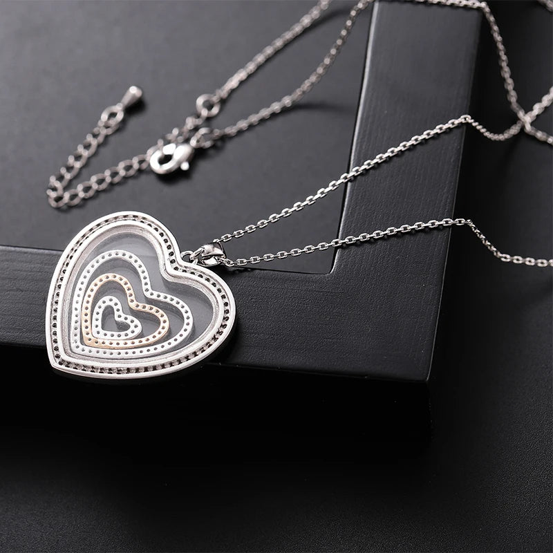 Vintage Heart Necklaces Love Pendants Silver CZ Jewelry GLD1397