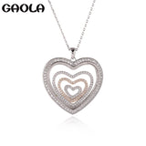 Vintage Heart Necklaces Love Pendants Silver CZ Jewelry GLD1397