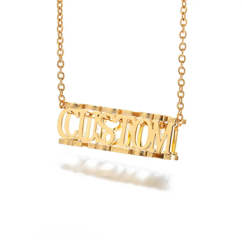 Customized Name Necklace Stainless Steel 4 Sides Personalized Gift Jewelry