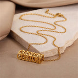Customized Name Necklace Stainless Steel 4 Sides Personalized Gift Jewelry