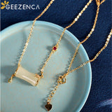 925 Silver Plated Jade Bamboo Necklace Romantic Choker