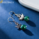 Malachite 925 Silver Phoenix Drop Earrings Ethnic Dangle Gift