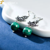 Malachite 925 Silver Phoenix Drop Earrings Ethnic Dangle Gift