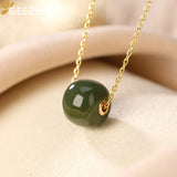 Jade Bead Silver Plated Necklace, Women's Clavicle Chain Choker
