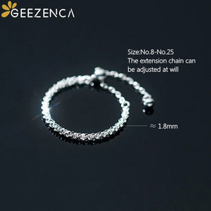 S925 Silver Adjustable Sparkling Ring Minimalism Italian Jewelry