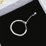 S925 Silver Adjustable Sparkling Ring Minimalism Italian Jewelry