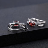 Red Garnet Clip Earrings 1.14Ct 925 Silver Oval Gemstone Fine Jewelry